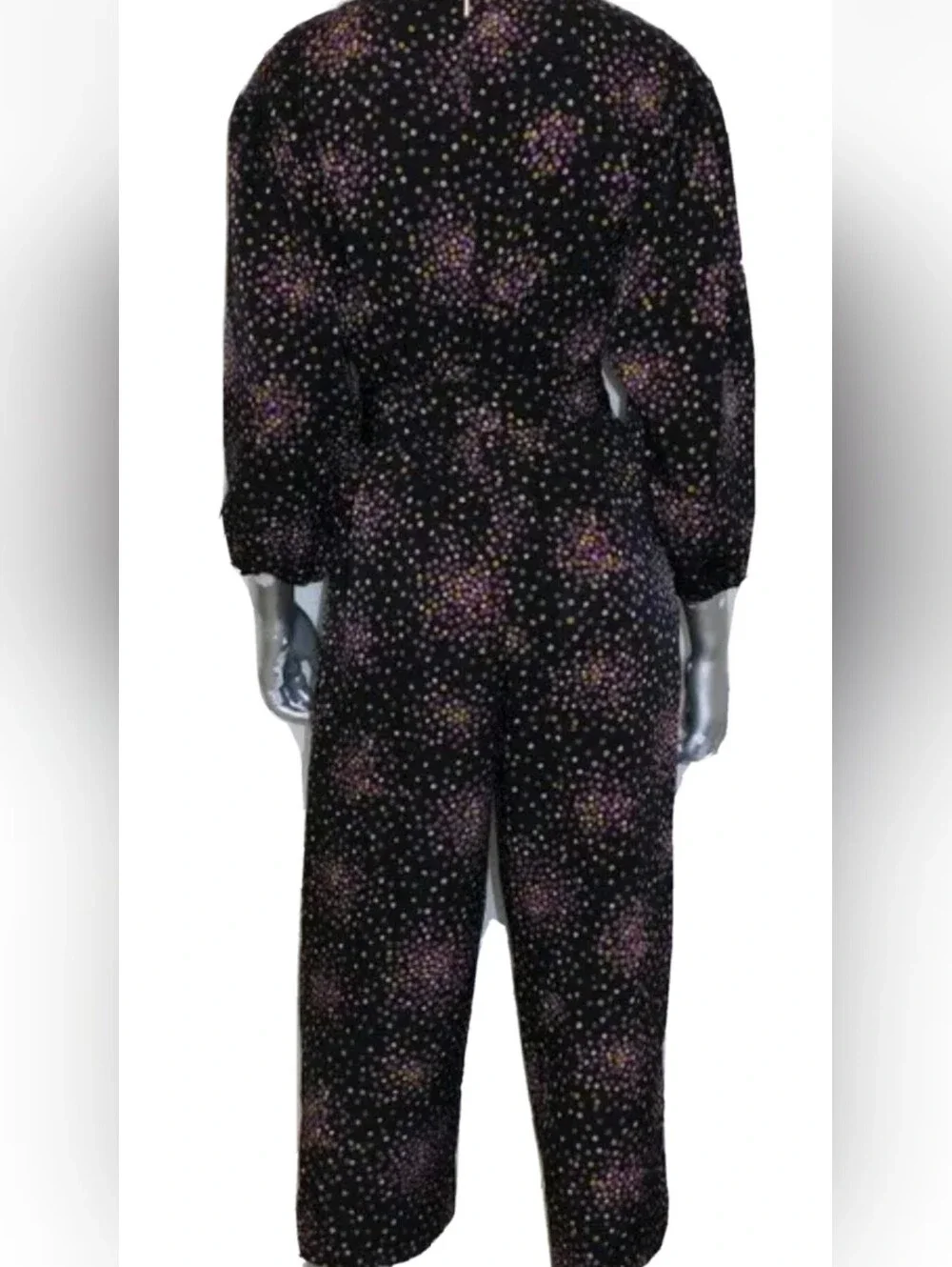 kate spade Black Pink Gold Polka Dot V-Neck Jumpsuit Size 2
